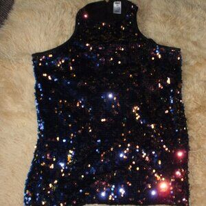 Balera Size Adult Medium Dark Blue Sparking Dance Sequin Top